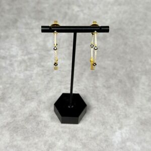 Freida Rothman Hoops 14K Gold over Sterling Silver Pave Stone Accents Medium